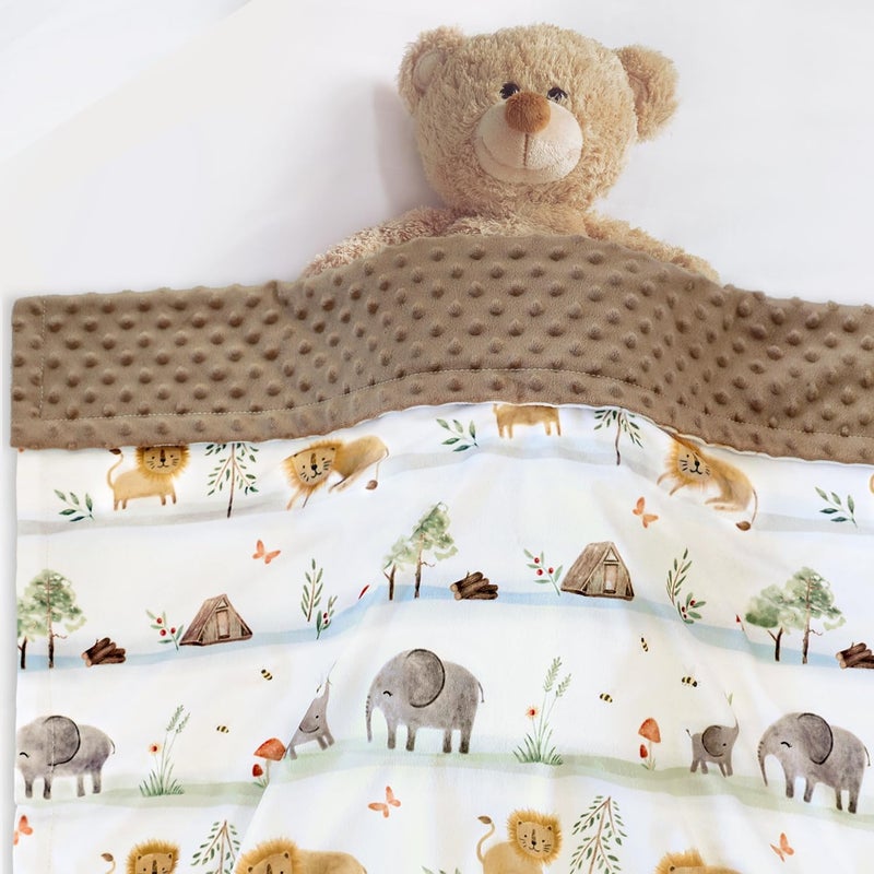BORITAR Baby Blanket for Boys Girls, Soft Plush Minky Fabric with Double Layer Dotted Backing, Lovely Woodland Animal Pattern for Infant Toddler Newborn, 30 x 40 Inch - Image 2